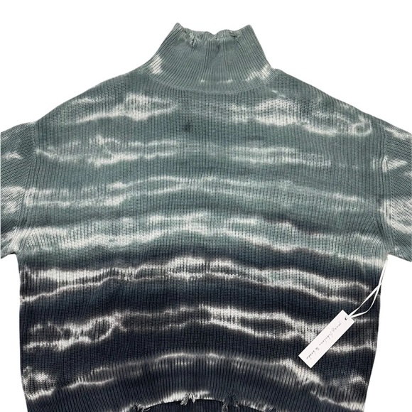 Young Fabulous & Broke Distressed Sweater Blue Tie Dye Oversized Mock Neck Tunic - Picture 6 of 16